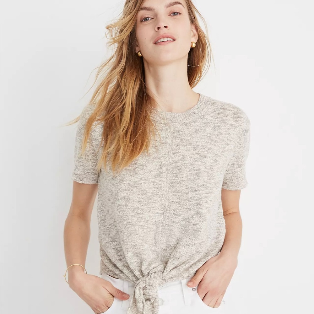 Madewell tie front sweater tee